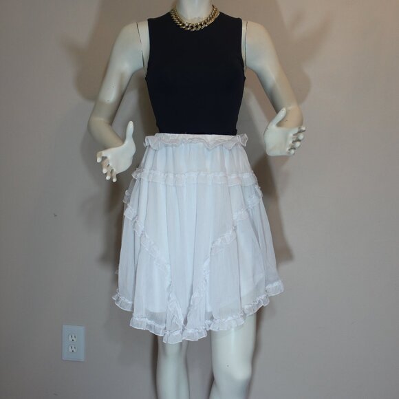 CityLux  Collection white lined sheer ruffle  asymmetric  woman skirt size Large - Picture 1 of 8